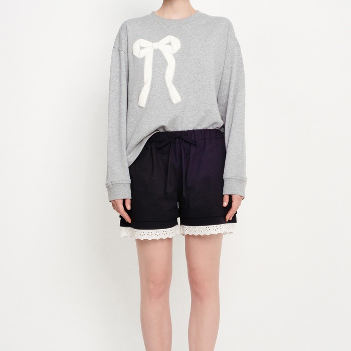 Patch Towel Ribbon Jumper in Grey