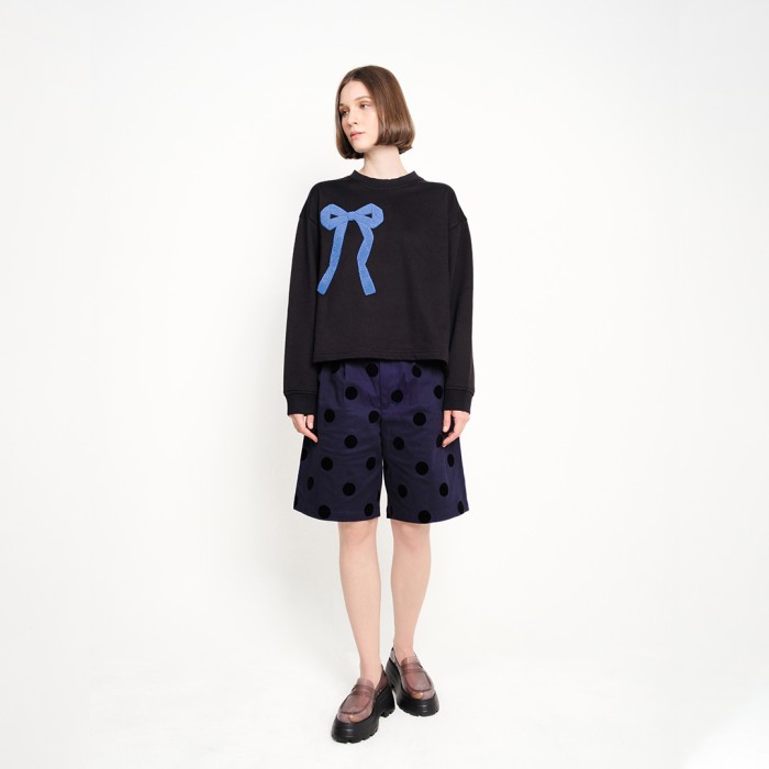 Patch Towel Ribbon Jumper in Black