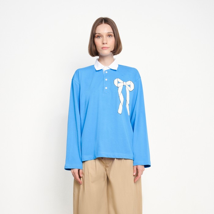 Ribbon Towel Polo Shirt in Blue