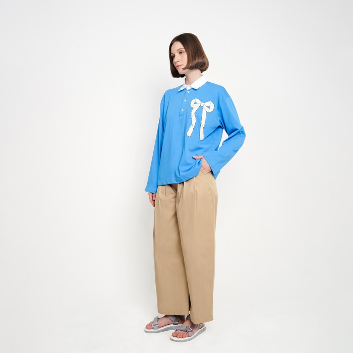 Ribbon Towel Polo Shirt in Blue
