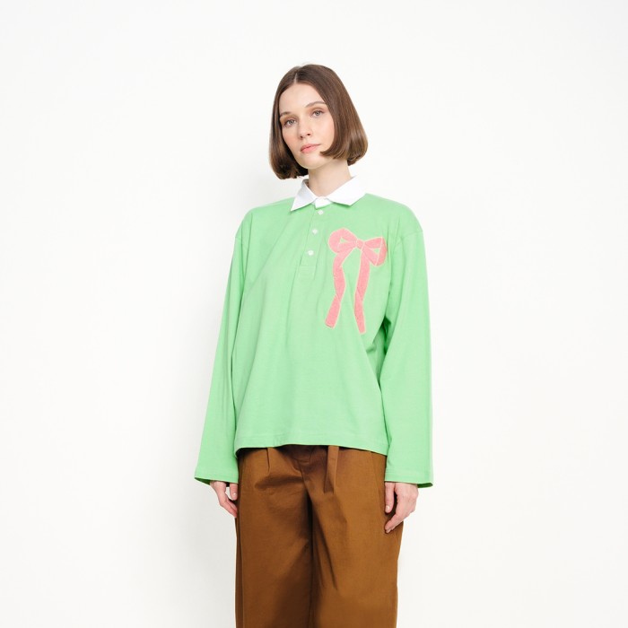 Ribbon Towel Polo Shirt in Green