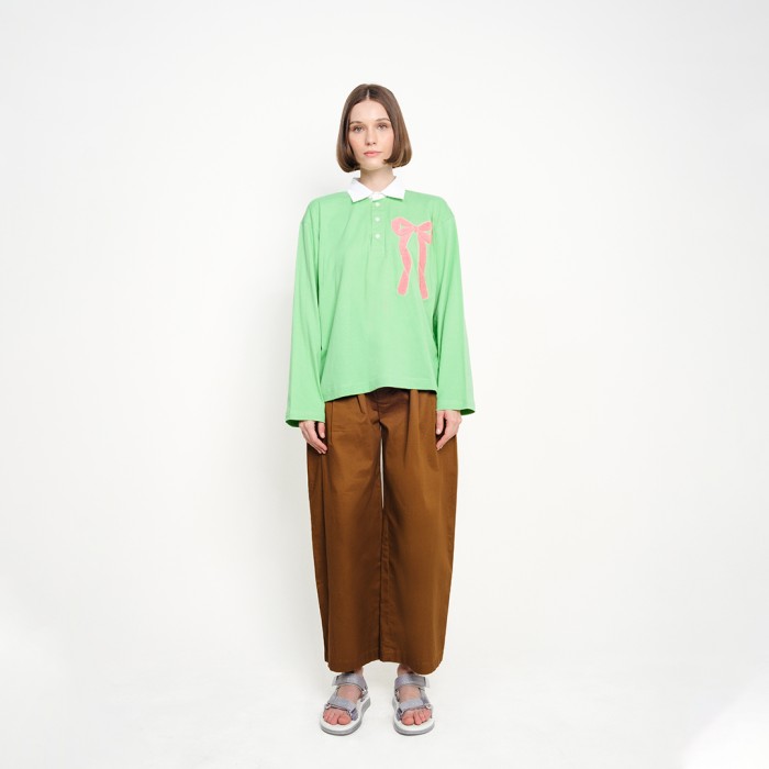 Ribbon Towel Polo Shirt in Green