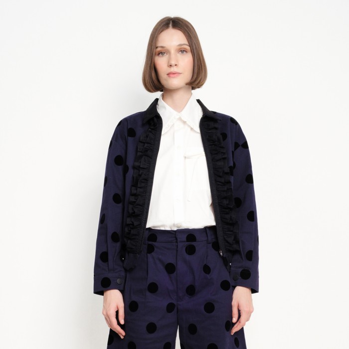Flock Polkadot Ruffle Jacket