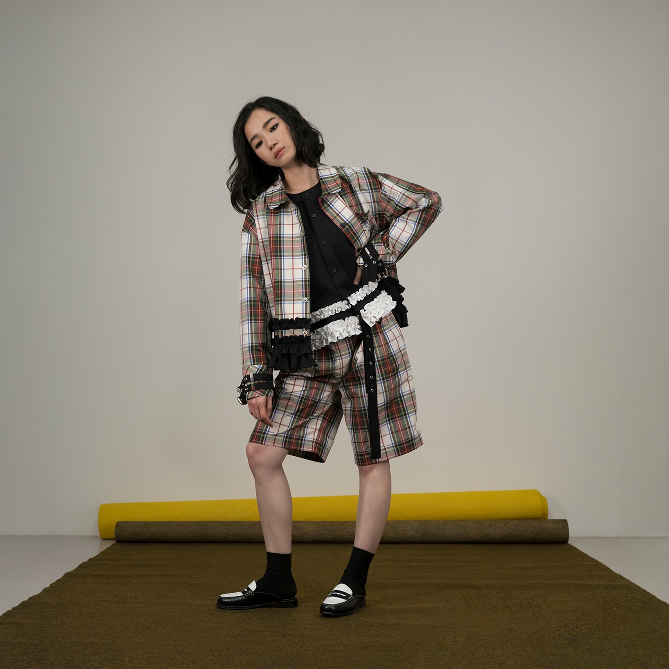 Tartan Frill Jacket with Belts