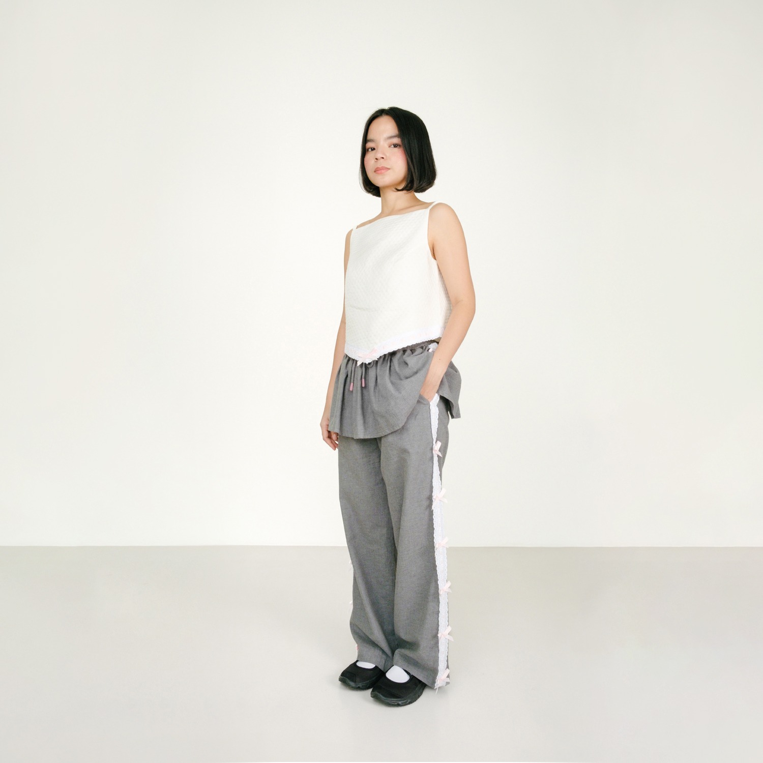 Broderie Ribbon Skirt Pants
