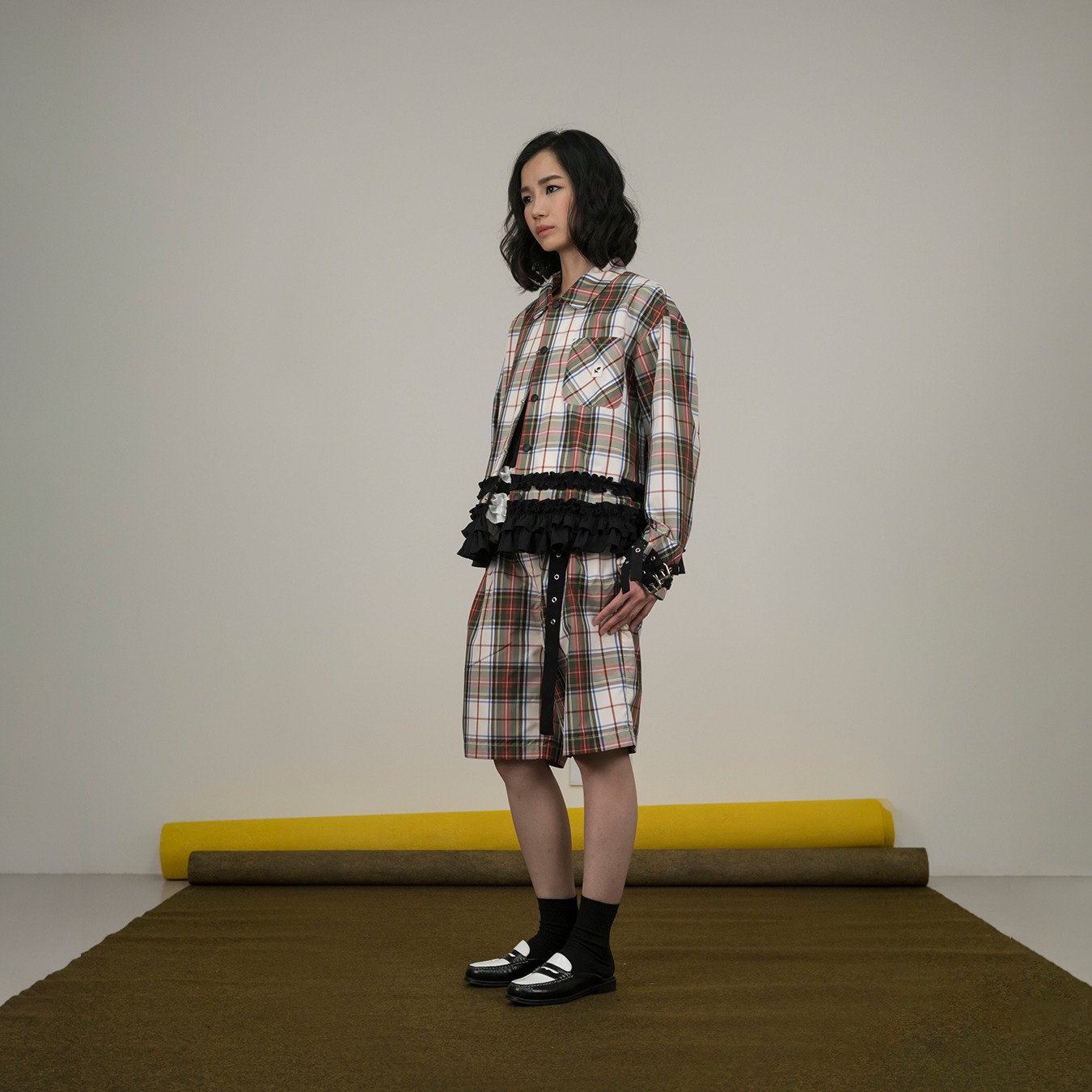 Tartan Frill Jacket with Belts