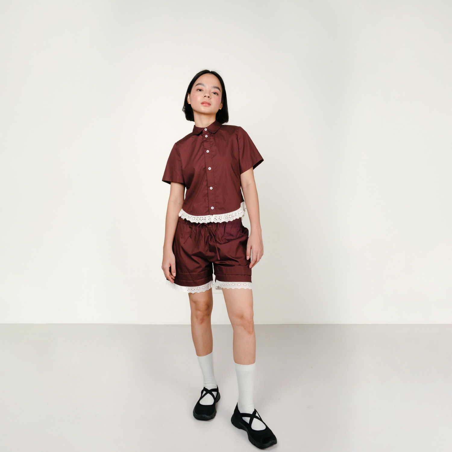 Broderie Baby Shirt in Bordeaux