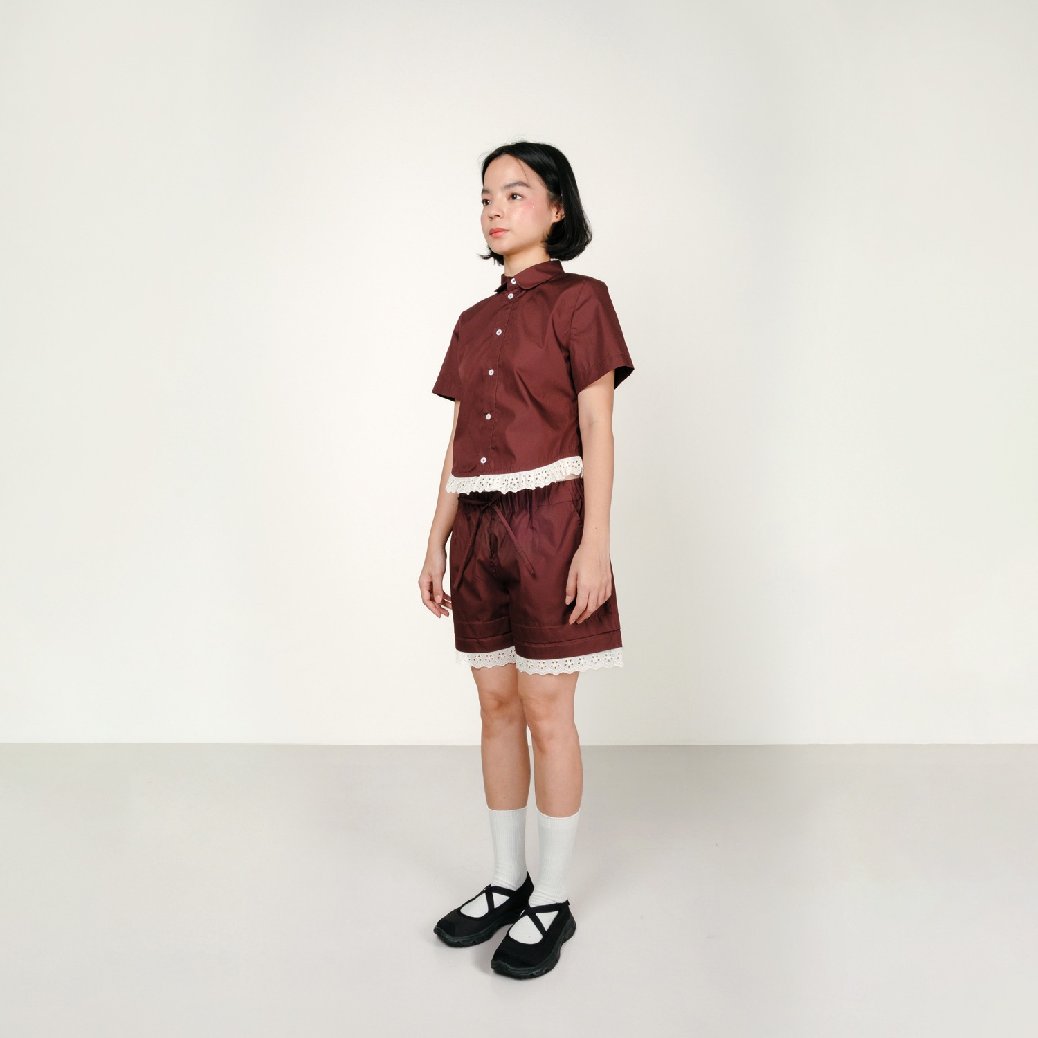 Broderie Baby Shirt in Bordeaux