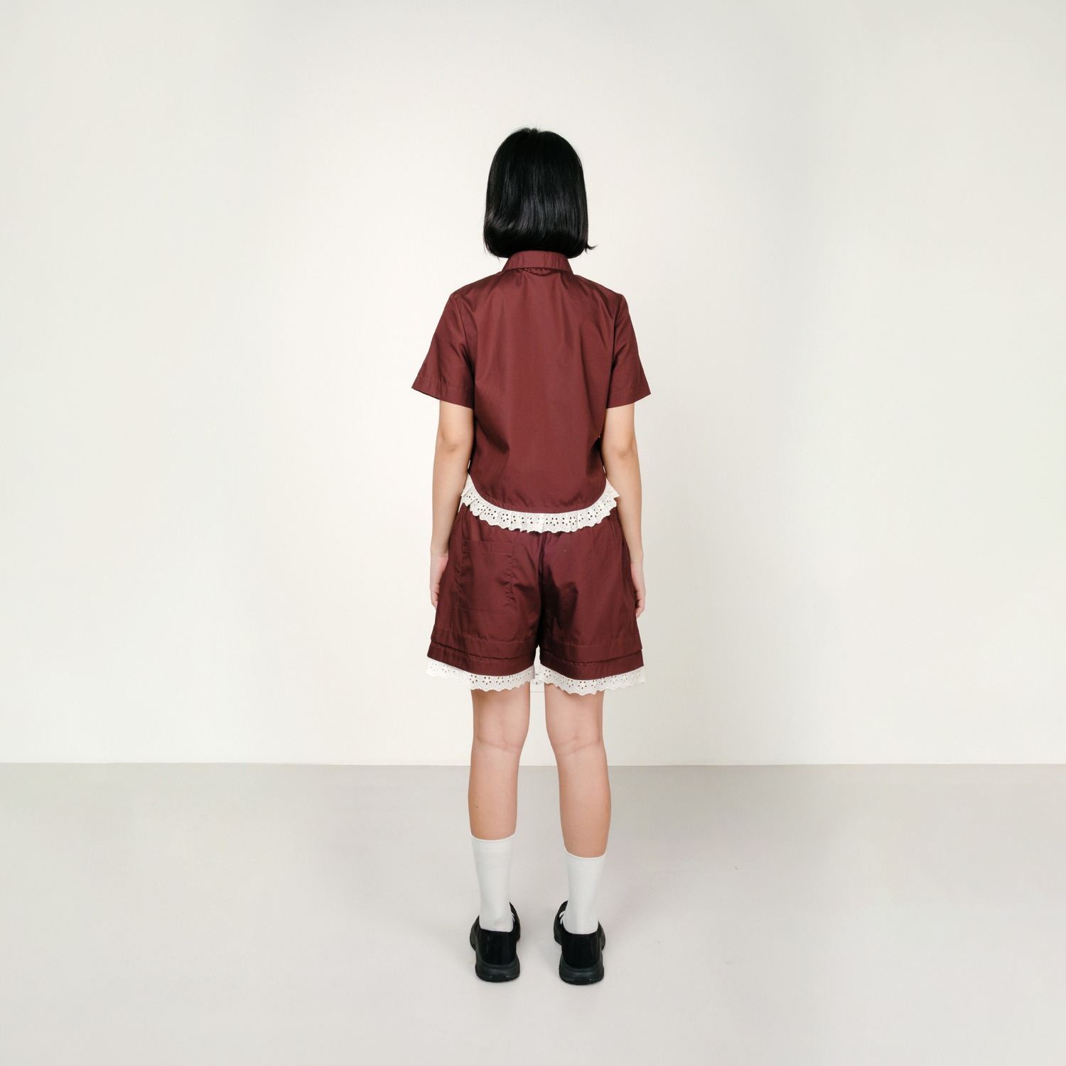 Broderie Baby Shirt in Bordeaux