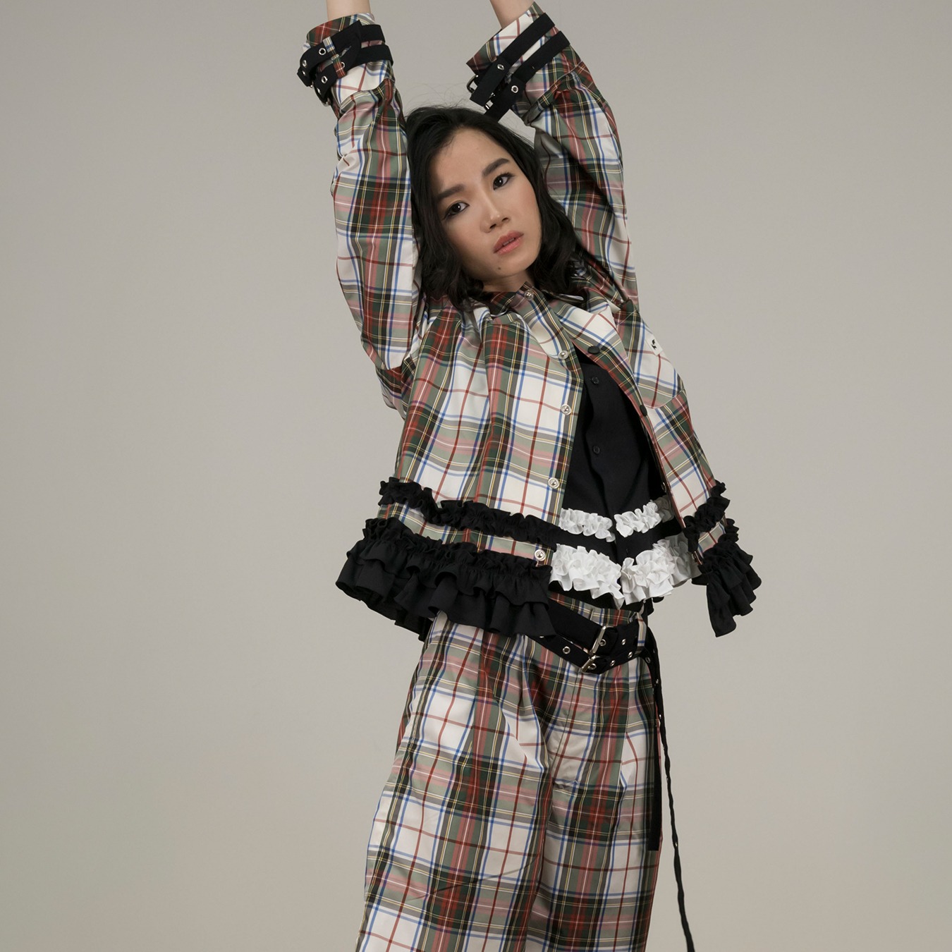 Tartan Frill Jacket with Belts