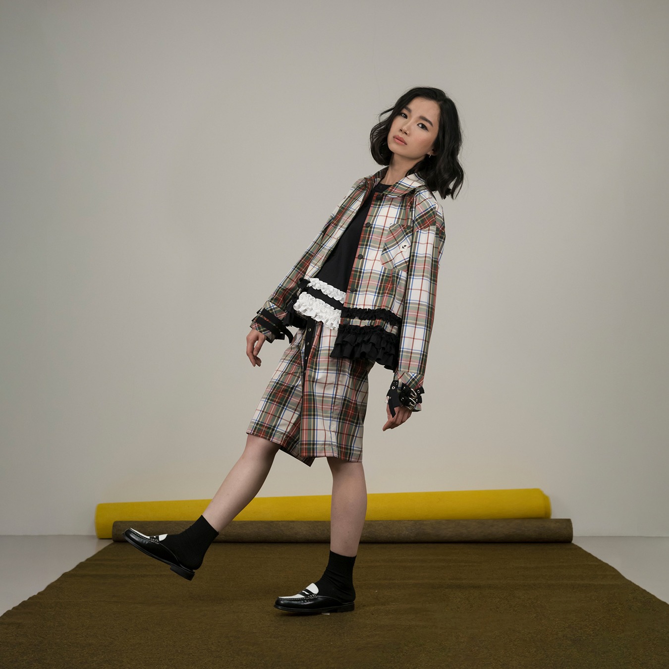 Tartan Frill Jacket with Belts