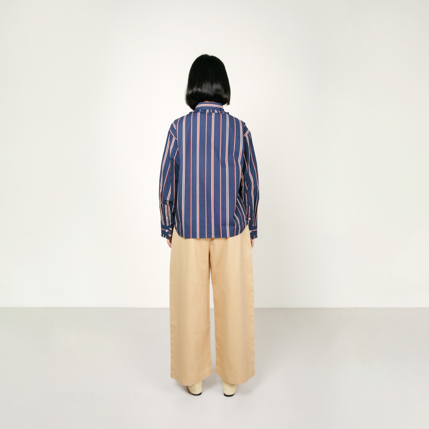 Ribbon Stripes Scandi Shirt in Navy