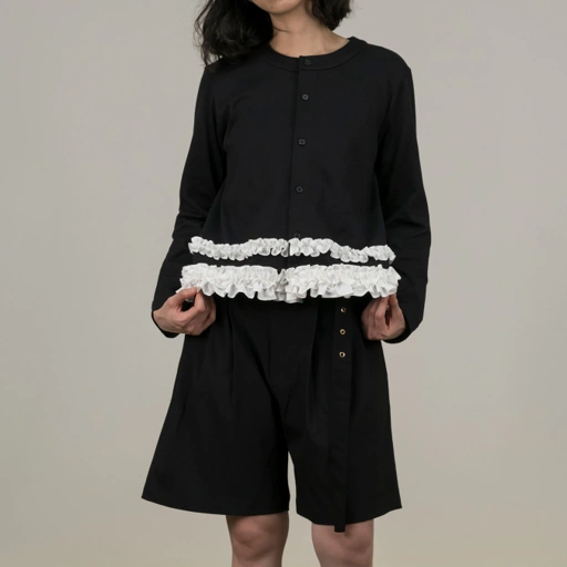 Image of Frill Cardigan in Black & White