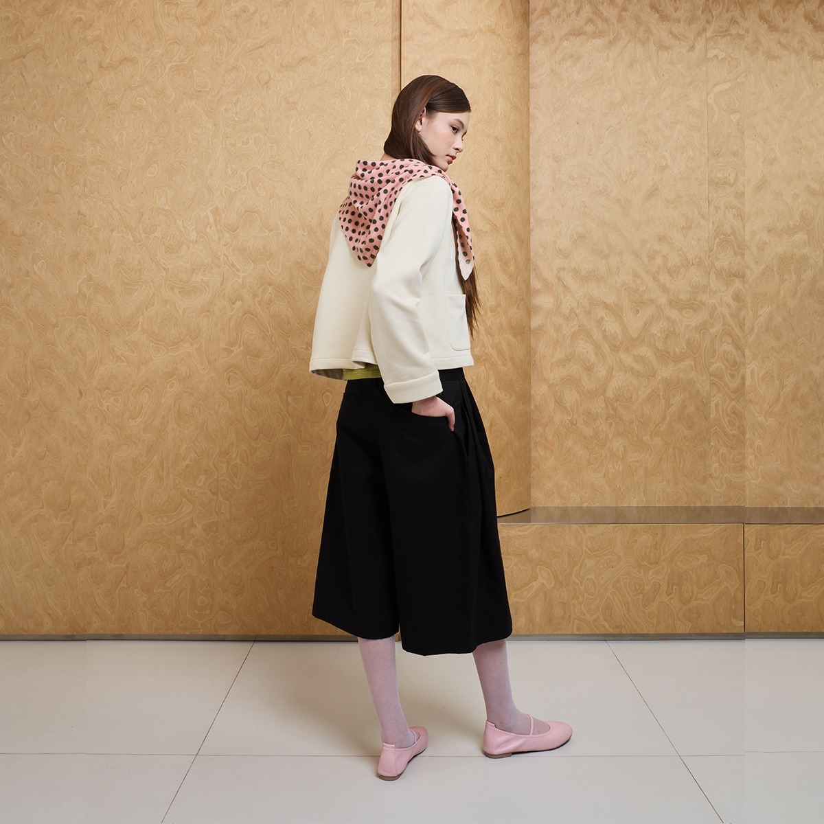 Polka Scarf Jacket - Cream