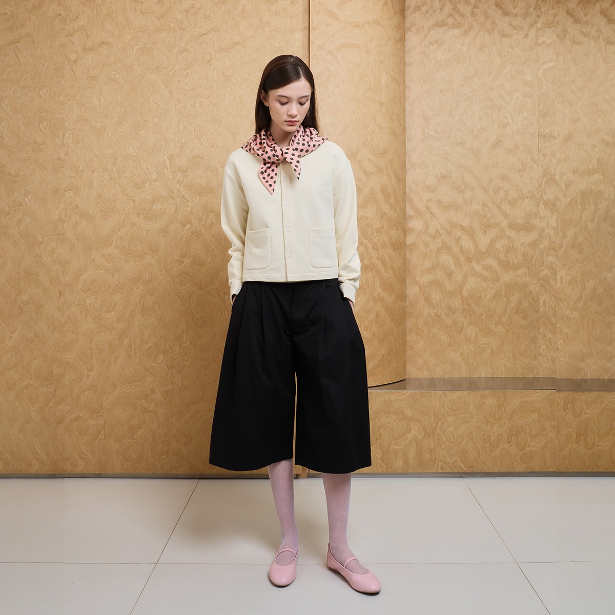 Polka Scarf Jacket - Cream