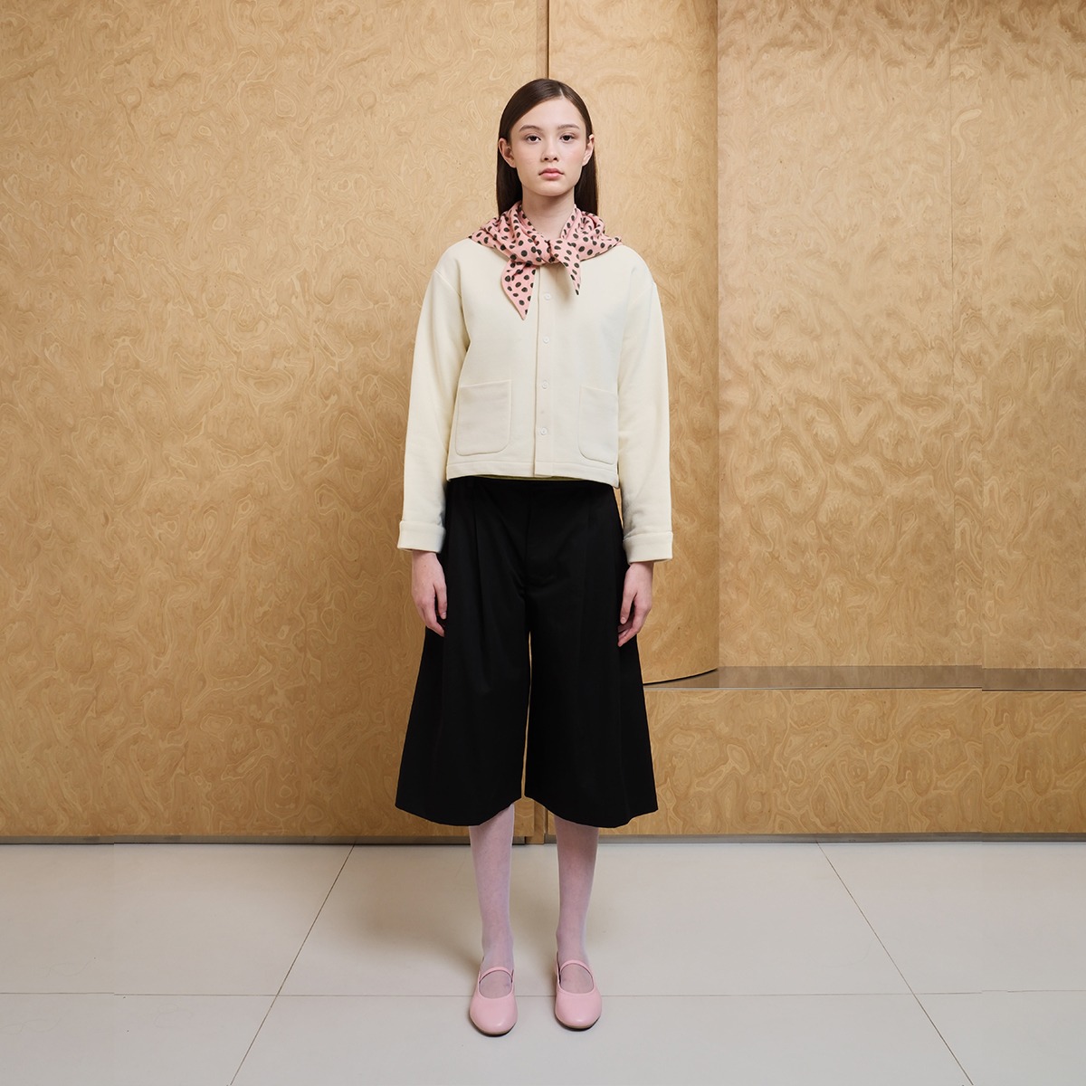 Polka Scarf Jacket - Cream