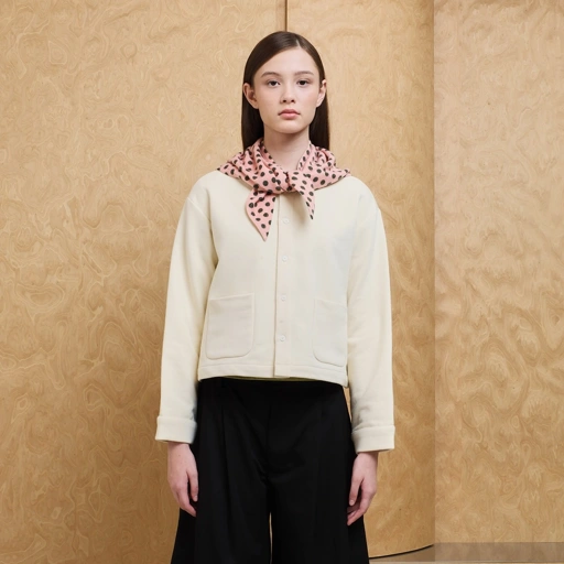Polka Scarf Jacket - Cream