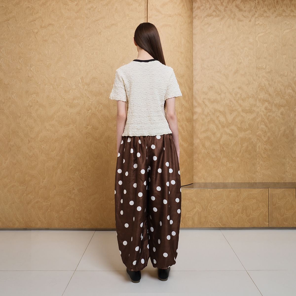 Crinkle Contrast Rib Blouse