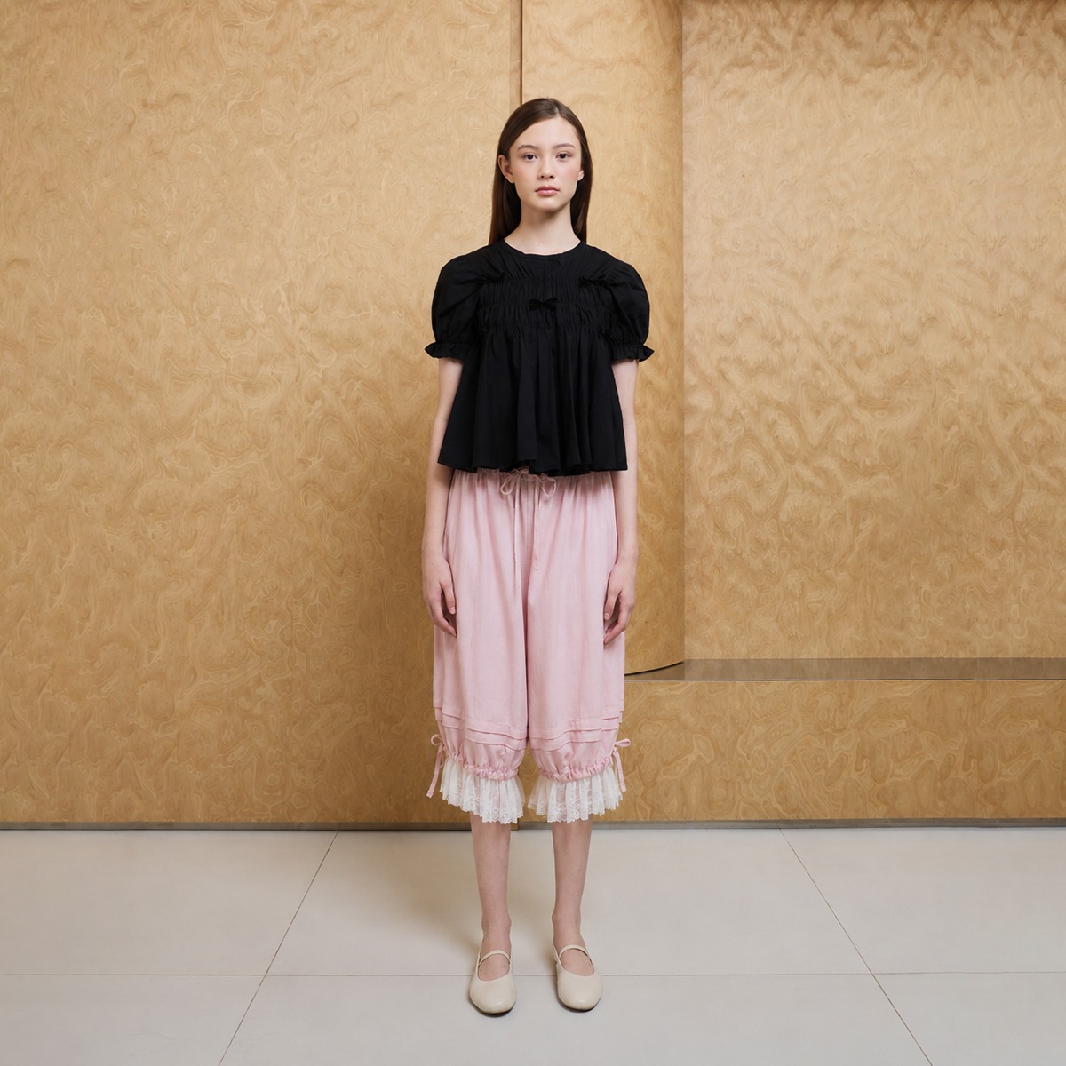 Plume Gather Pants - Pink