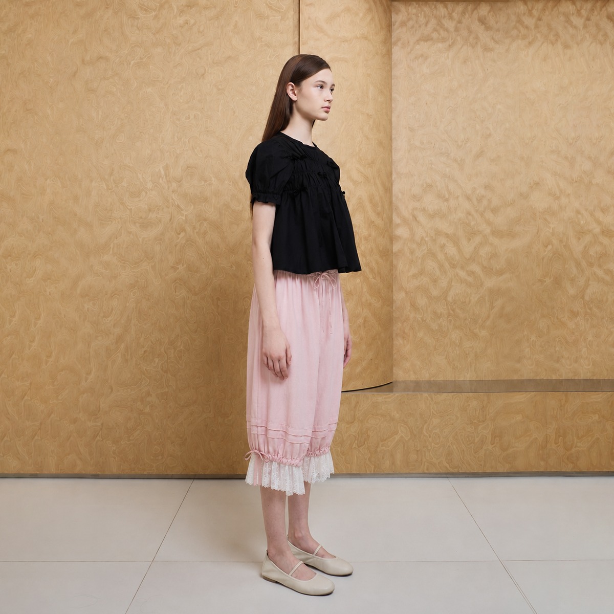 Plume Gather Pants - Pink