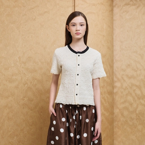 Crinkle Contrast Rib Blouse
