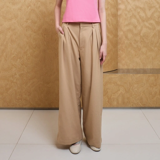 Fluid Pleated Pants in Sand