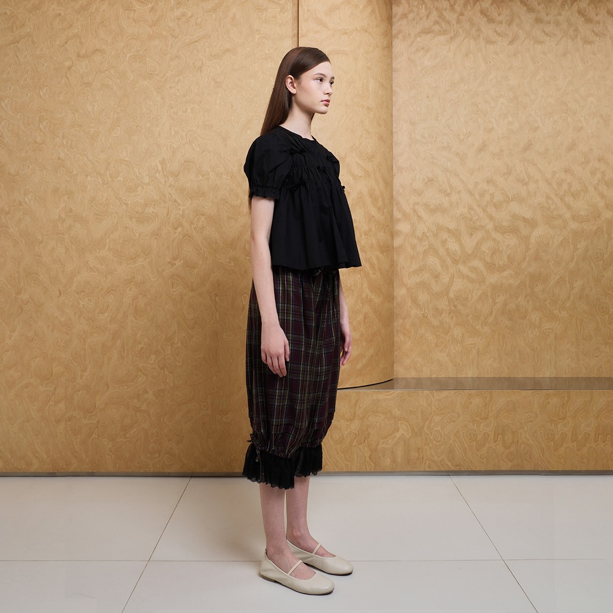 Ribbon Smock Top - All Black