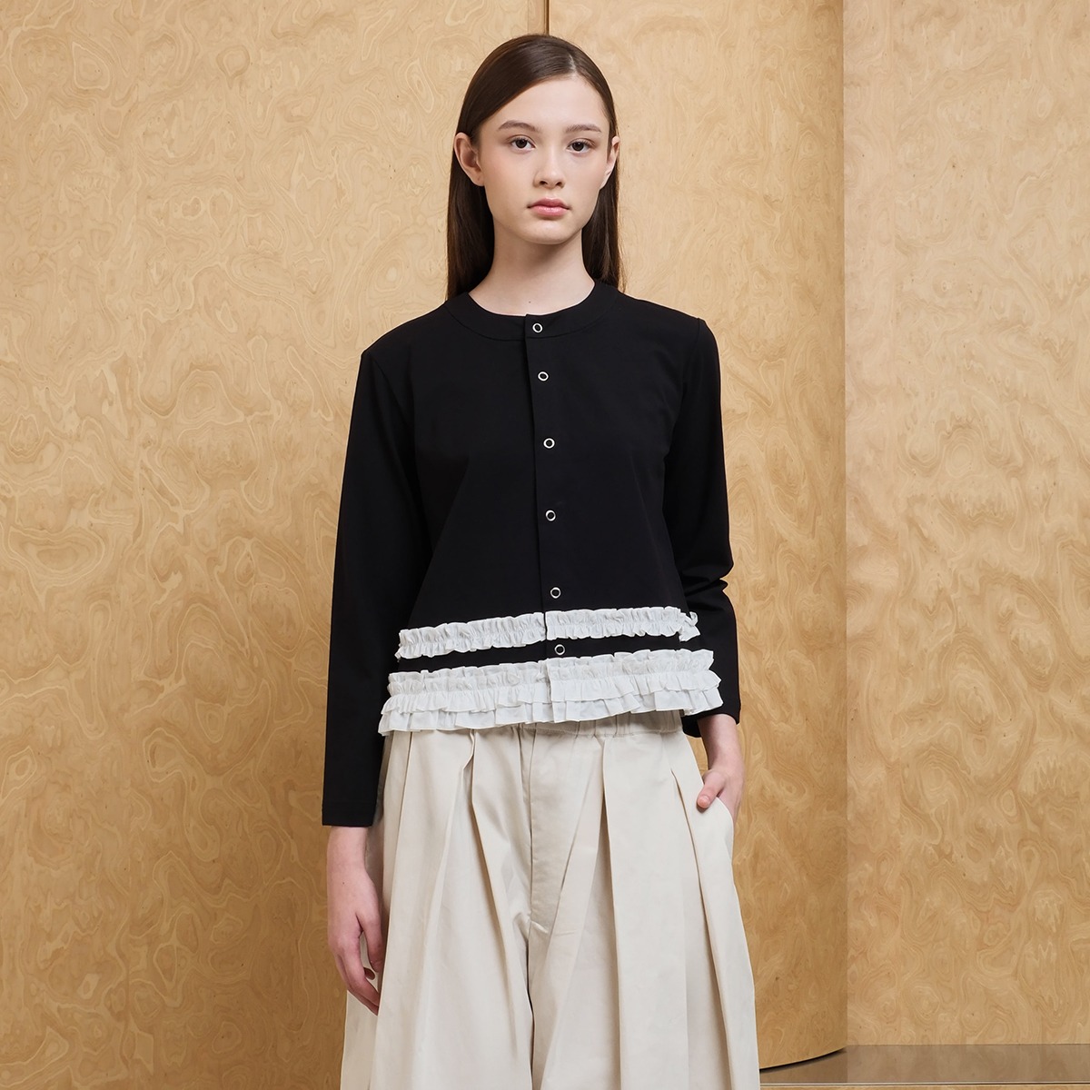 Stacking Frill Cardigan - Black