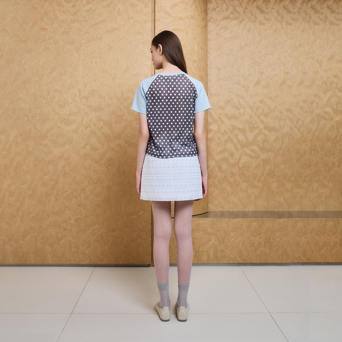 Broderie Blue Ribbon Mini Skirt