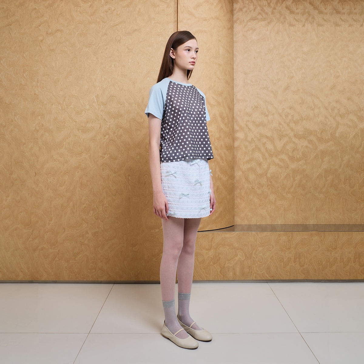 Broderie Blue Ribbon Mini Skirt
