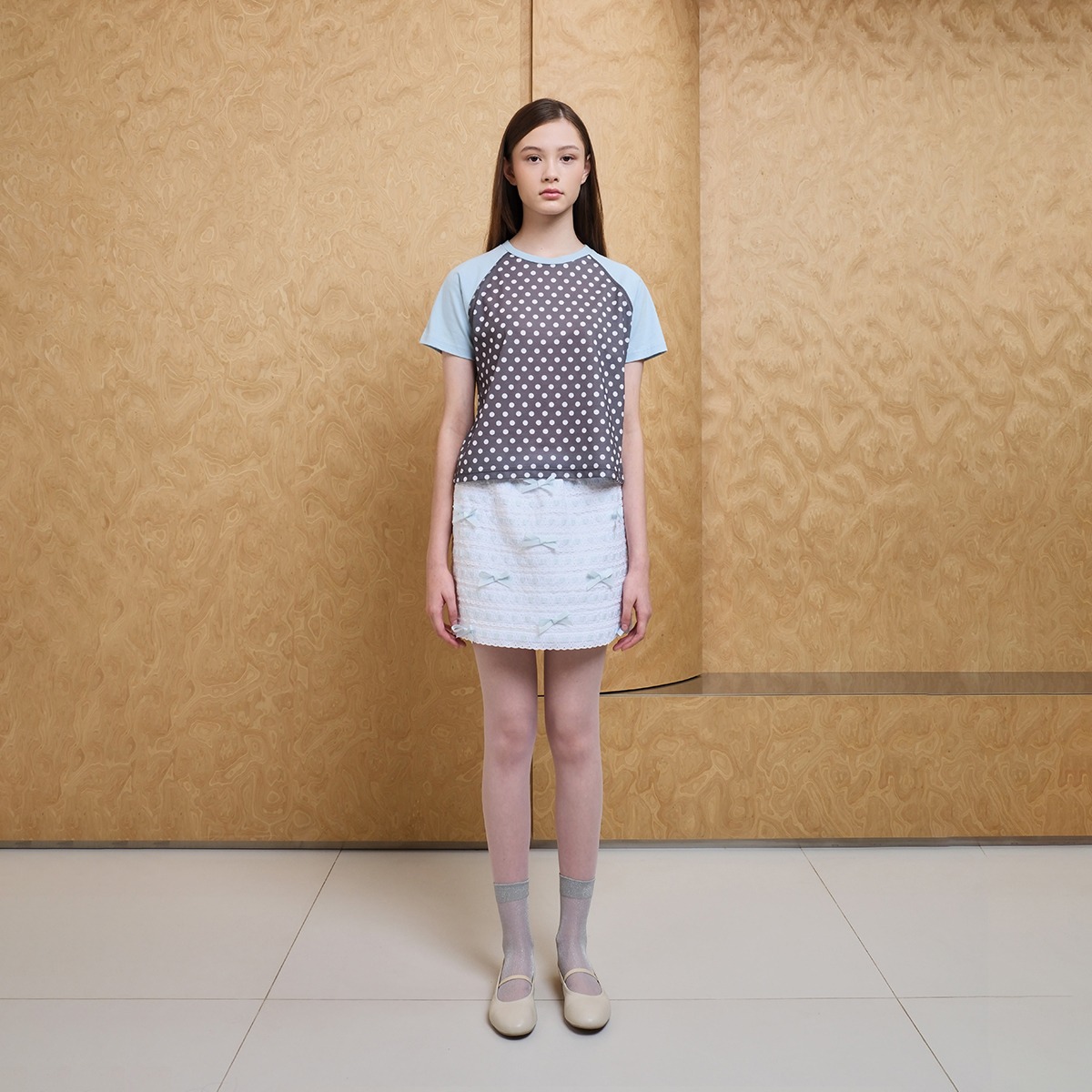 Broderie Blue Ribbon Mini Skirt