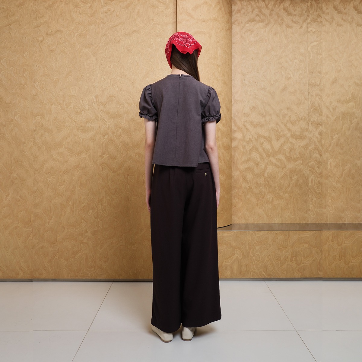 Ribbon Smock Top -  Brown