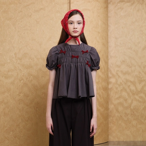Ribbon Smock Top -  Brown