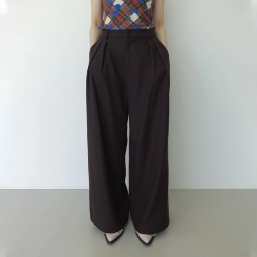 Image of Fluid Pleated Pants in Coffee