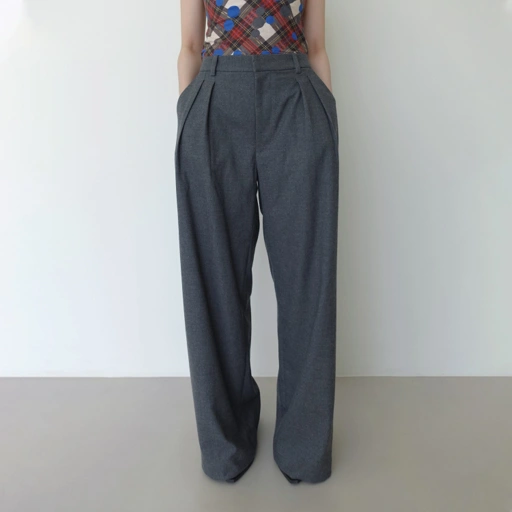 Image of Fluid Pleated Pants in Grey