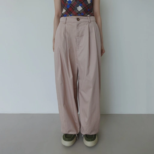 Image of Pleats Baggy Pants in Pink