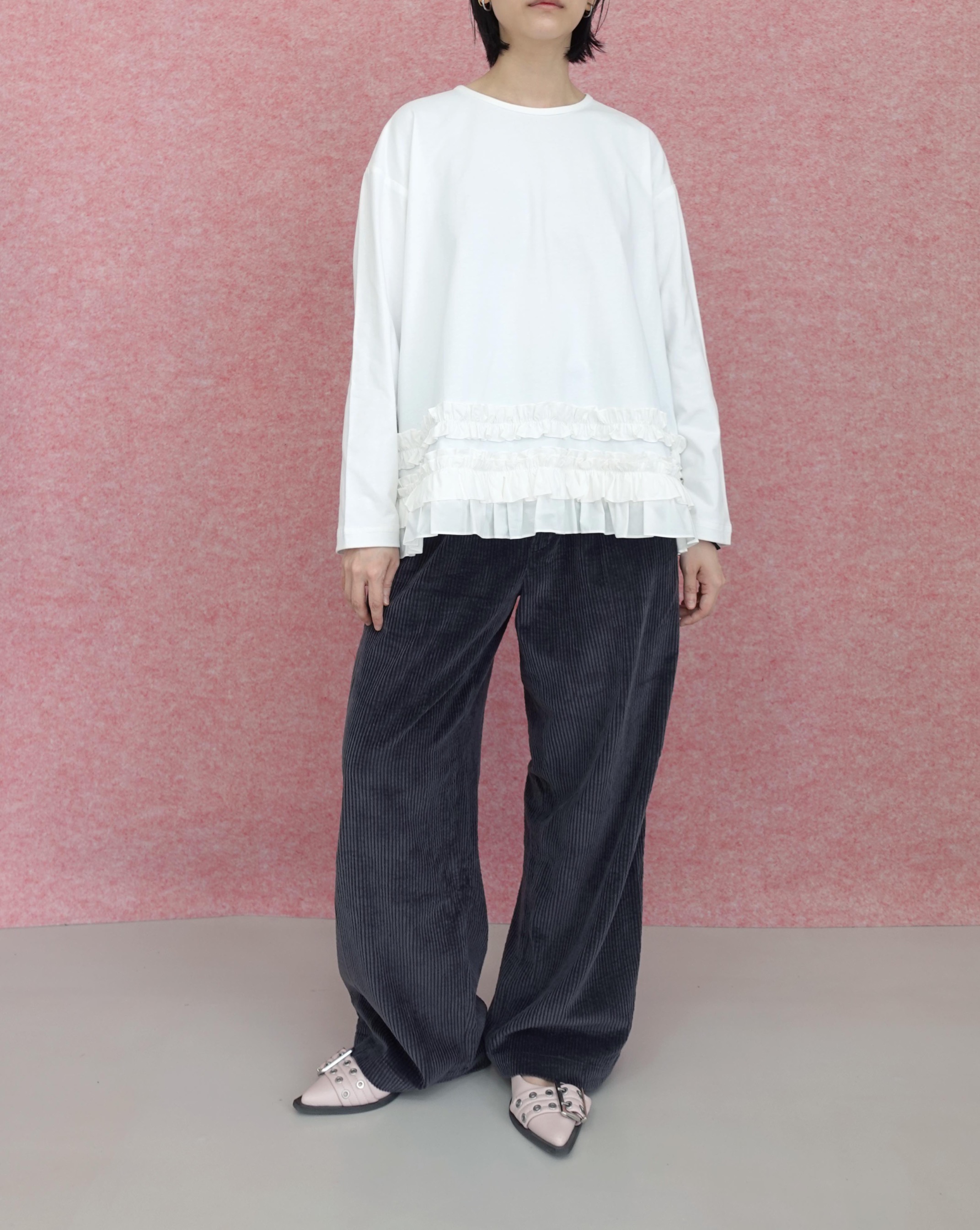 Frill Oversize Swing Top in White