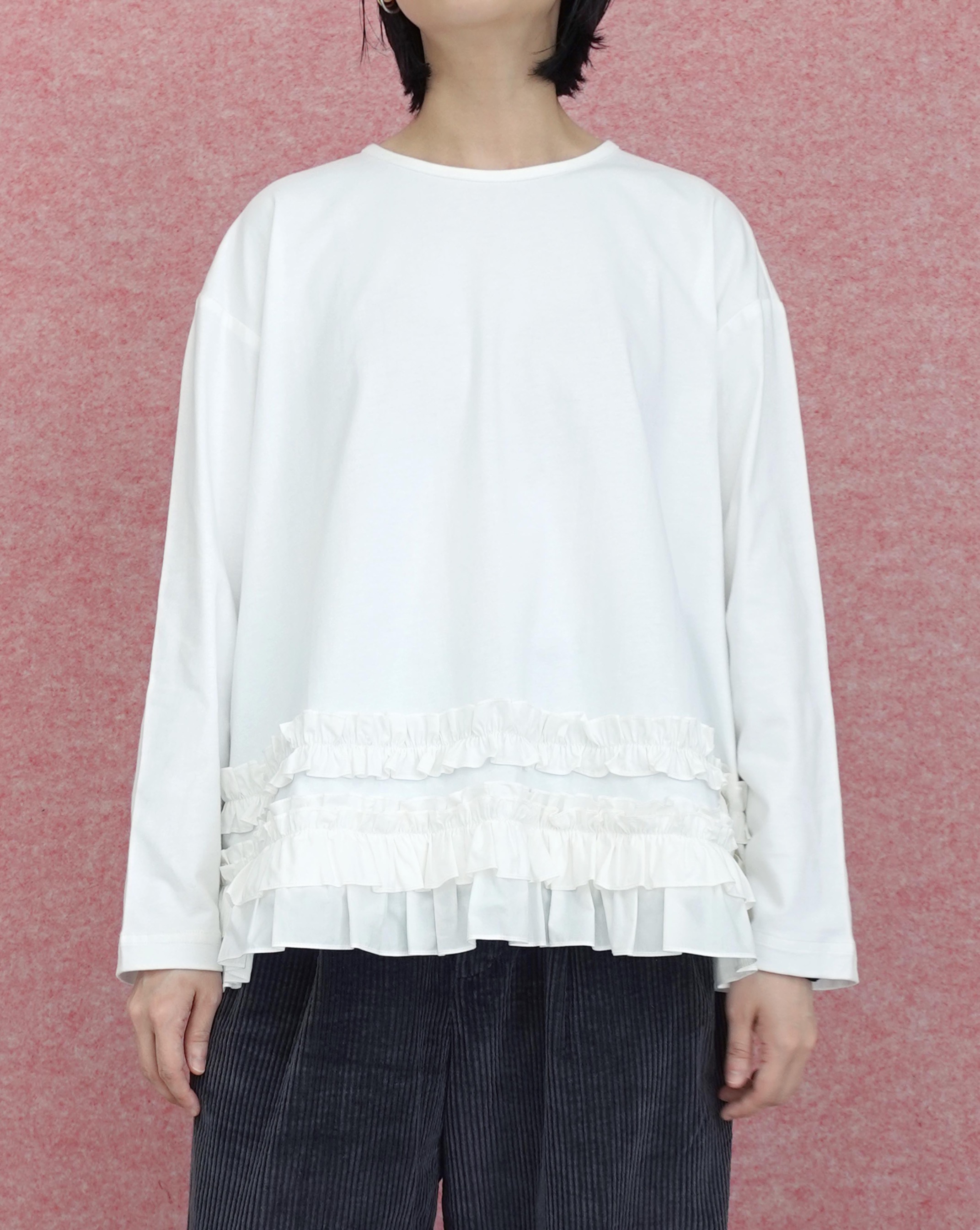 Frill Oversize Swing Top in White