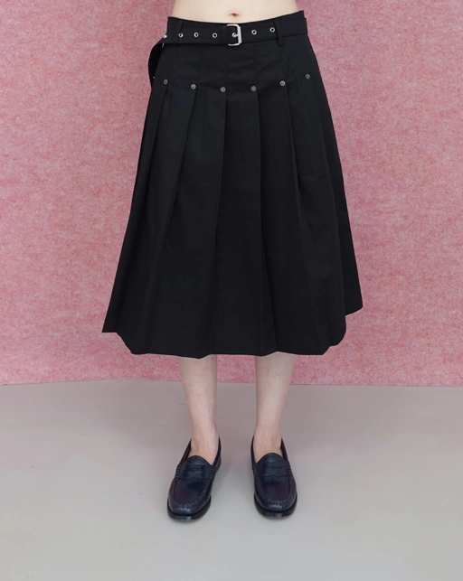 Image of Rivet Belted Skirt in Black