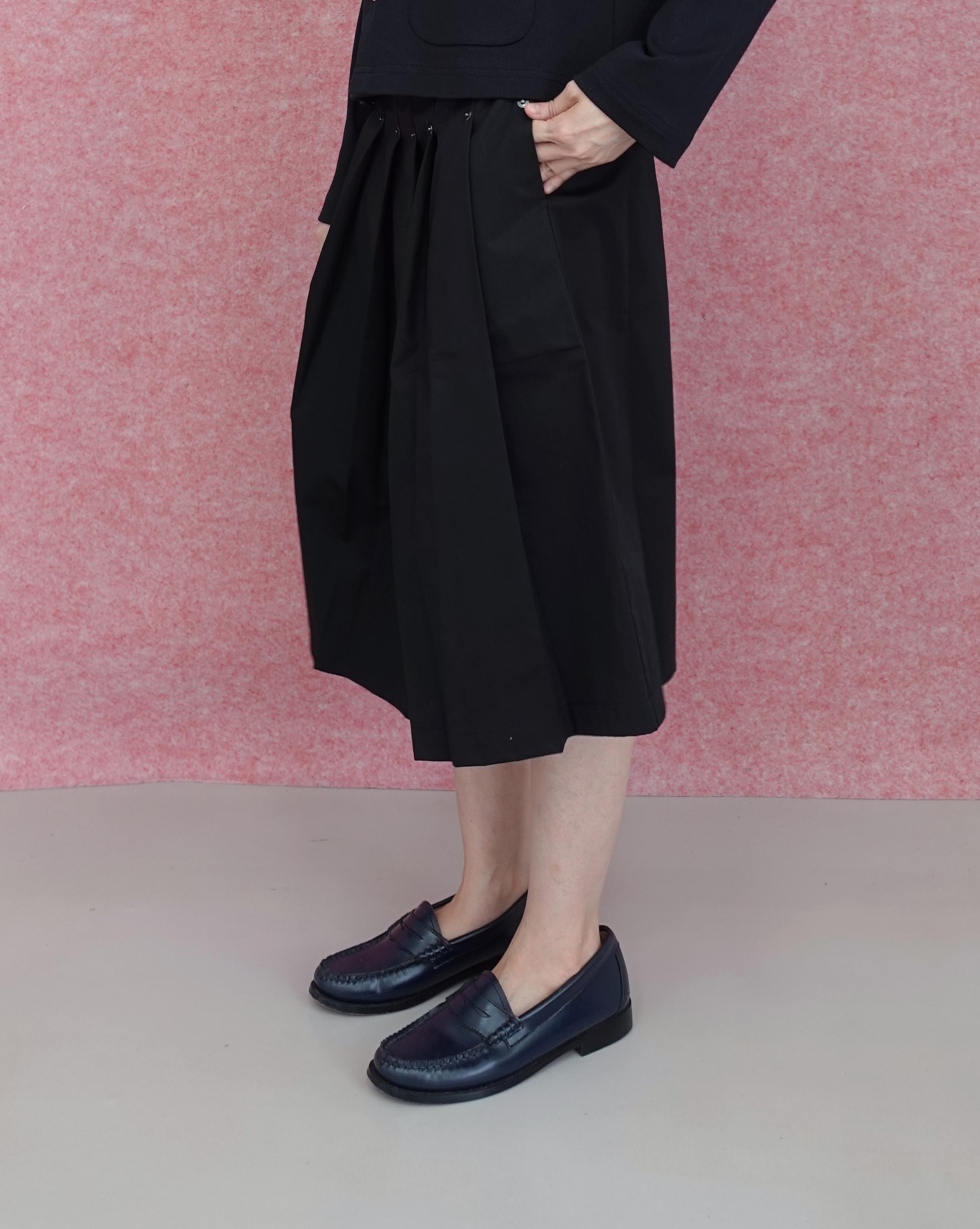 Rivet Belted Skirt in Black