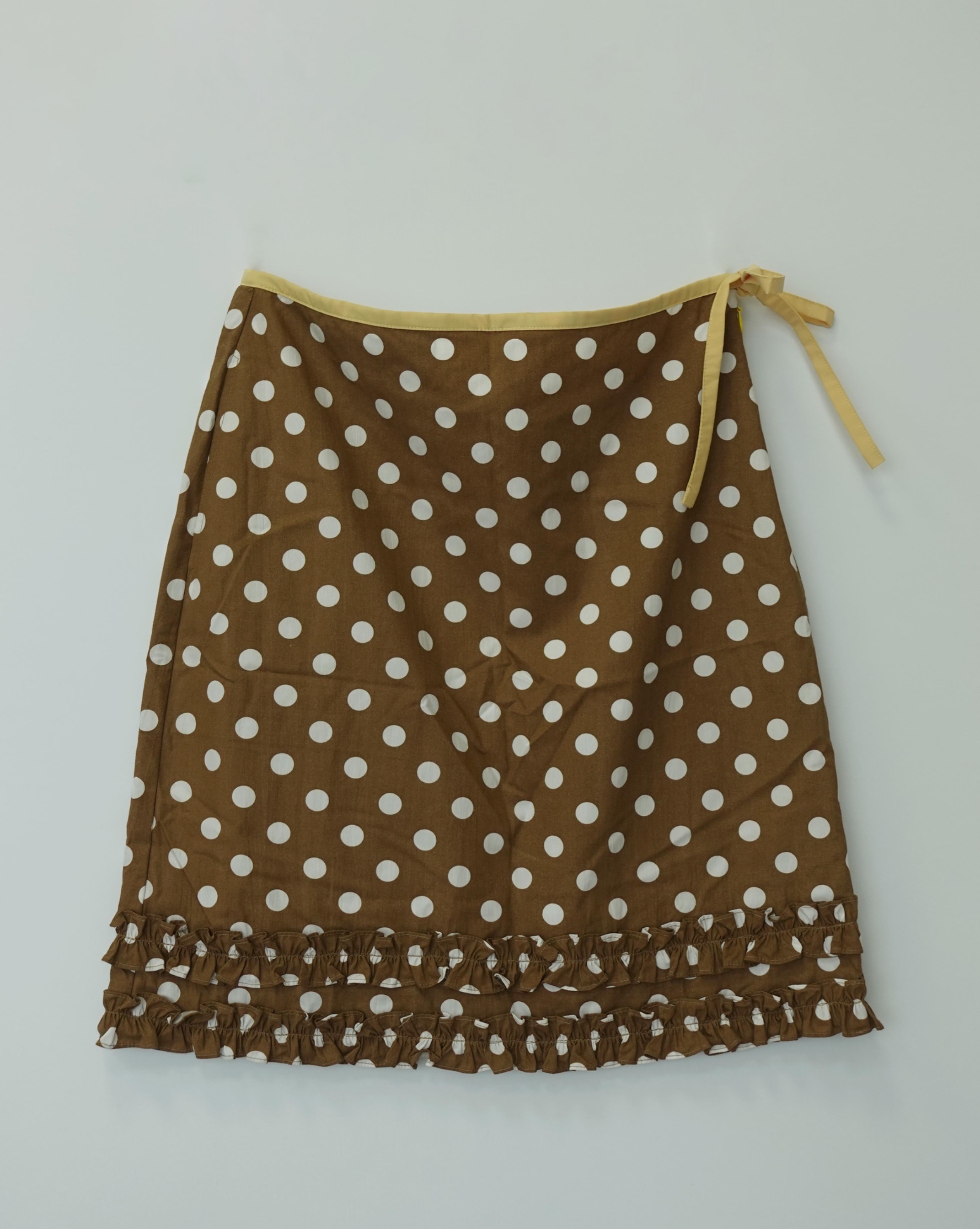 Frill Polka Skirt in Brown