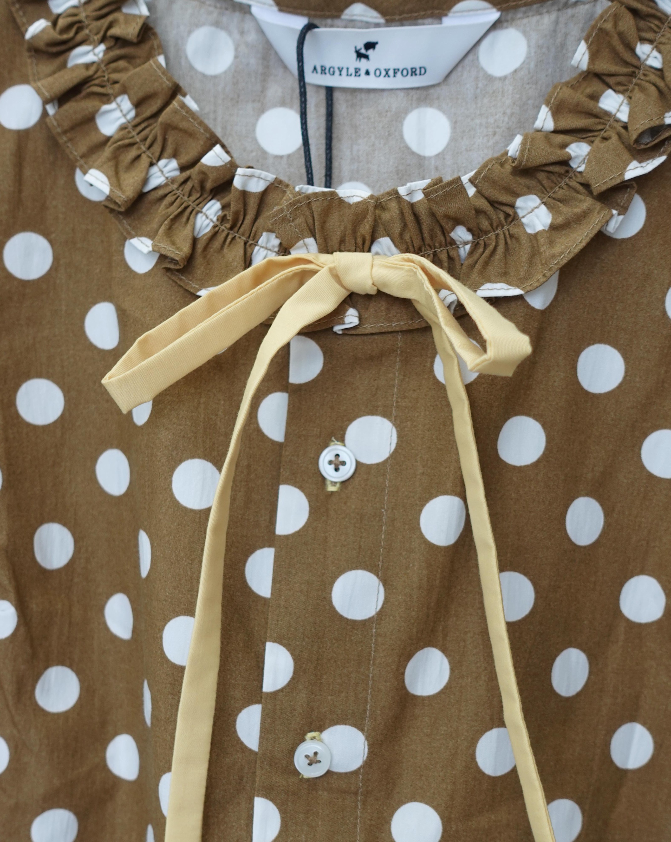 Frill Polkadot Top - Brown
