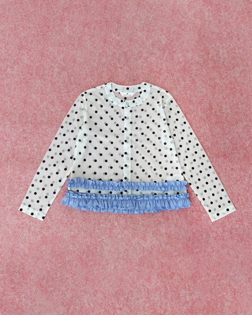 Image of Polkadot Sheer Frill Cardigan