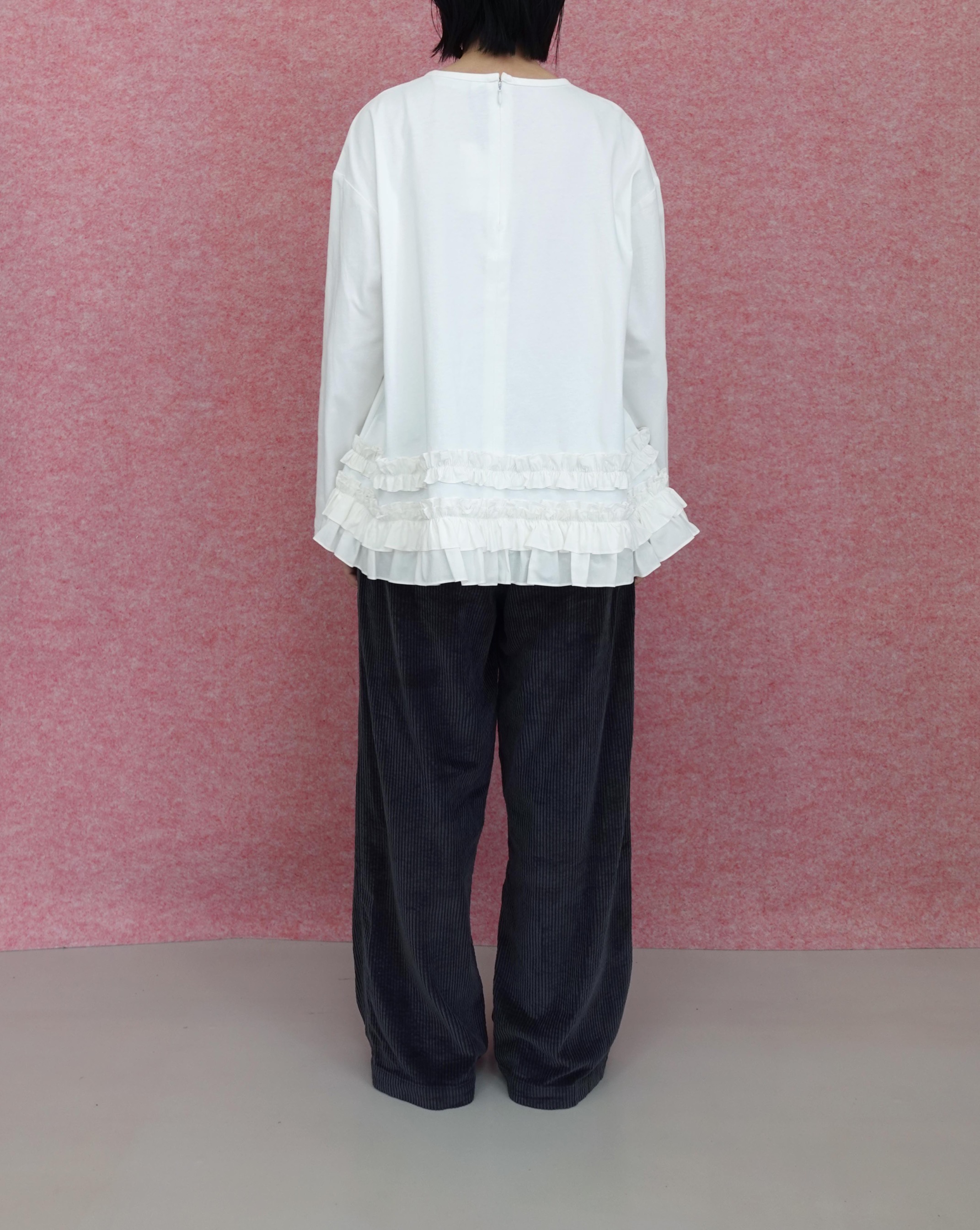 Frill Oversize Swing Top in White