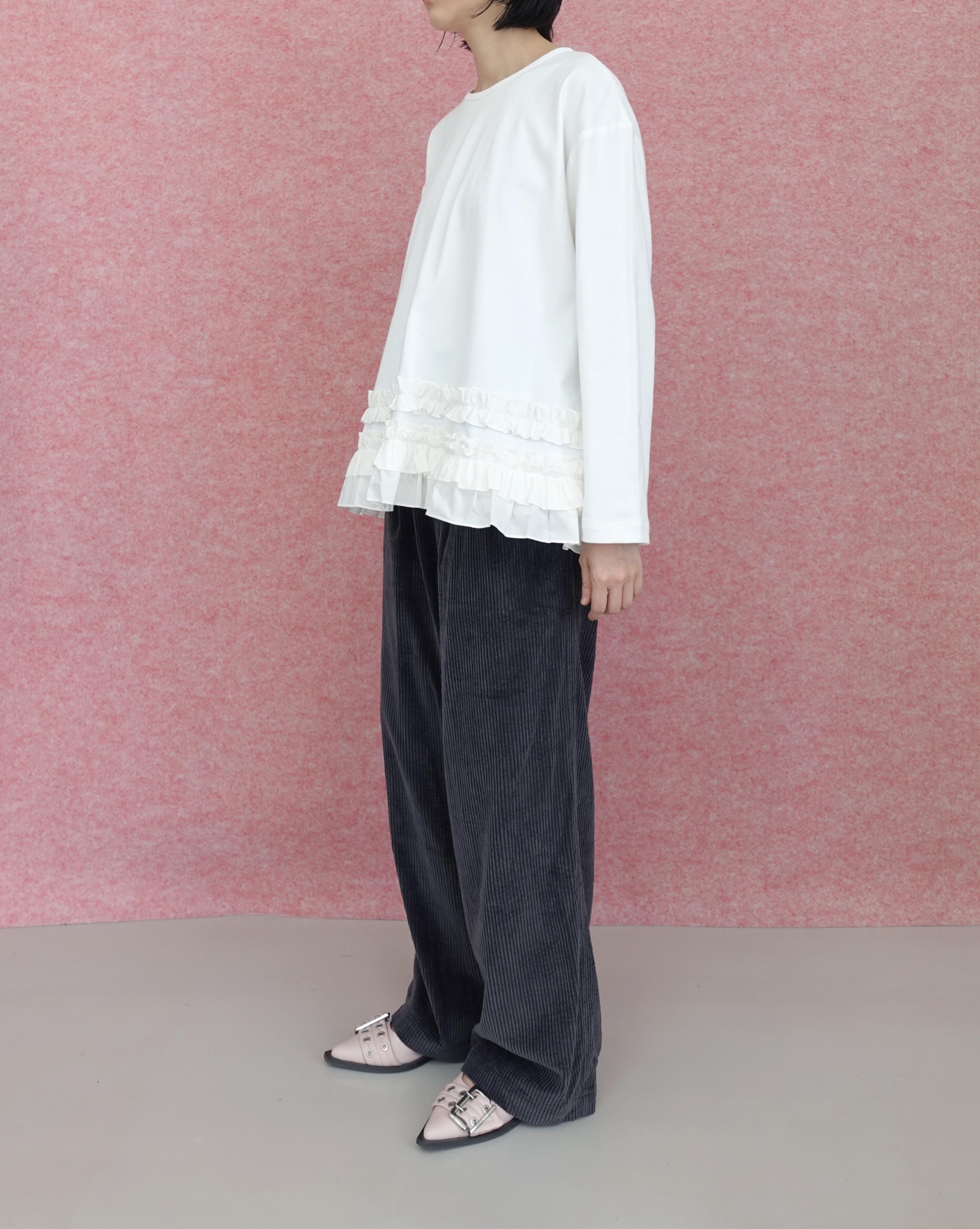 Frill Oversize Swing Top in White