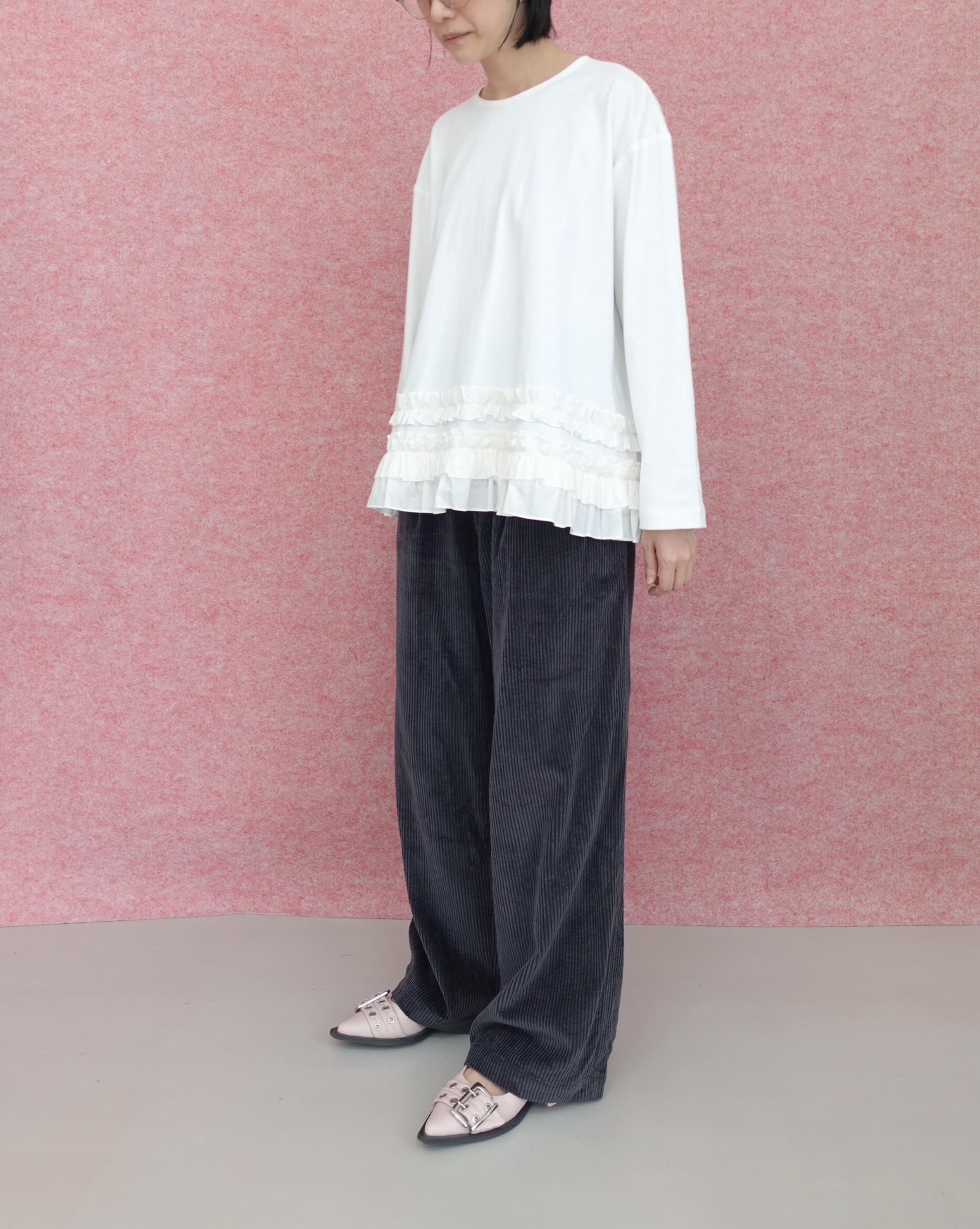 Frill Oversize Swing Top in White