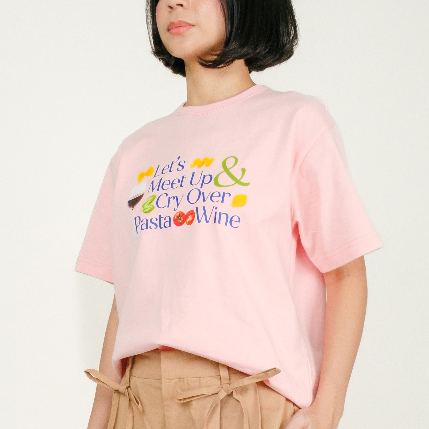 Pasta & Wine Tee in Pink