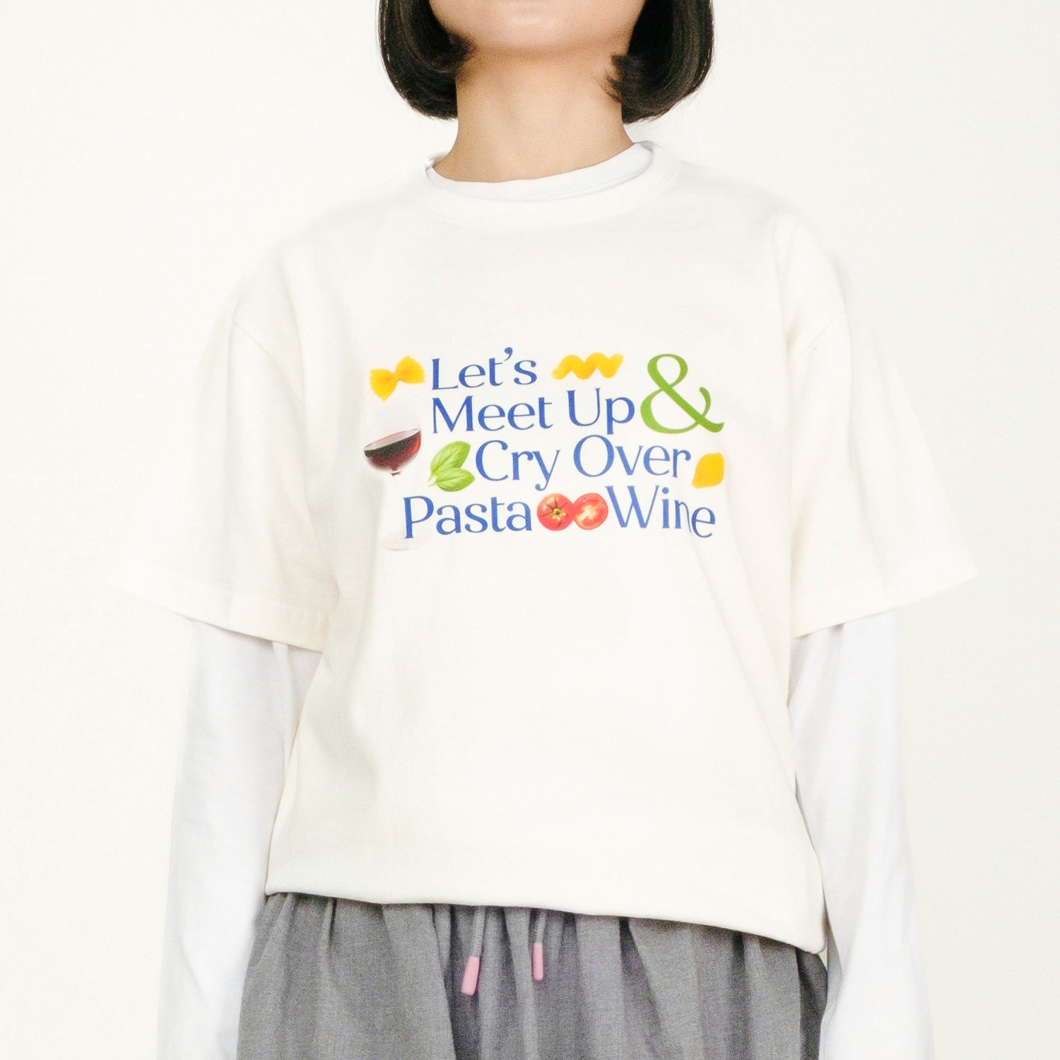 Pasta & Wine Tee in White