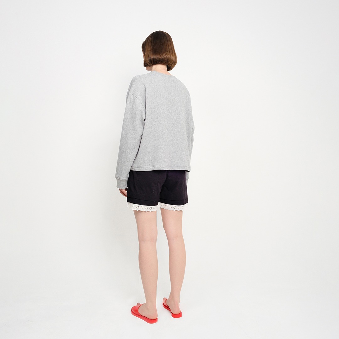 Patch Towel Ribbon Jumper in Grey