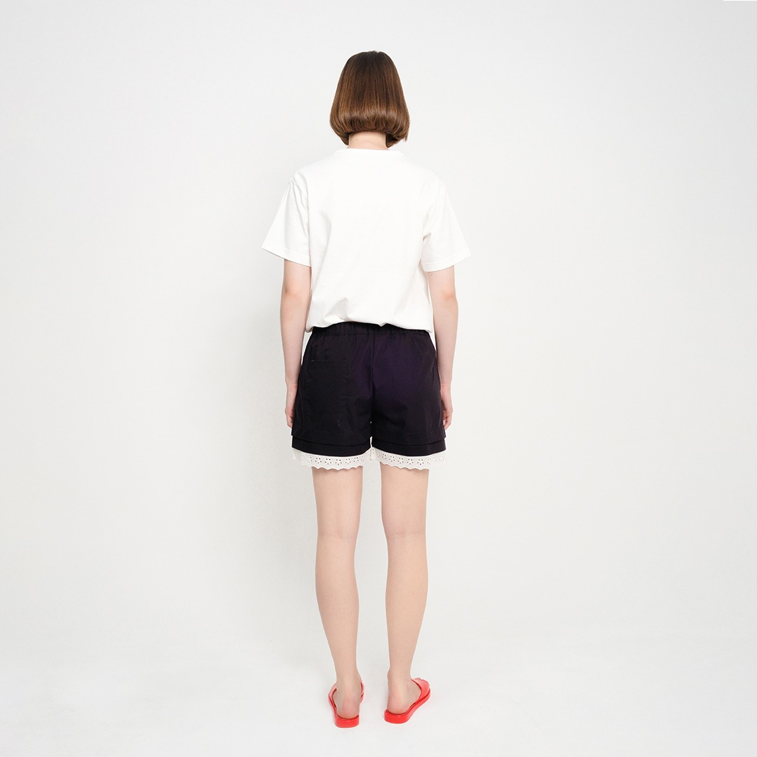 Patch Tulle Ribbon Tee in White